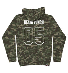 FIVE FINGER DEATH PUNCH 'EAGLE CREST' pullover hockey hoodie in forest camo back view