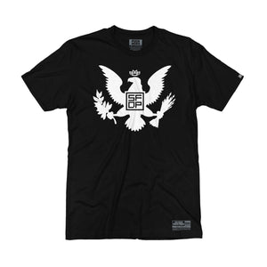 FIVE FINGER DEATH PUNCH 'EAGLE CREST' short sleeve hockey t-shirt in black front view
