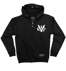 FIVE FINGER DEATH PUNCH 'EAGLE CREST' full zip hockey hoodie in black frot view