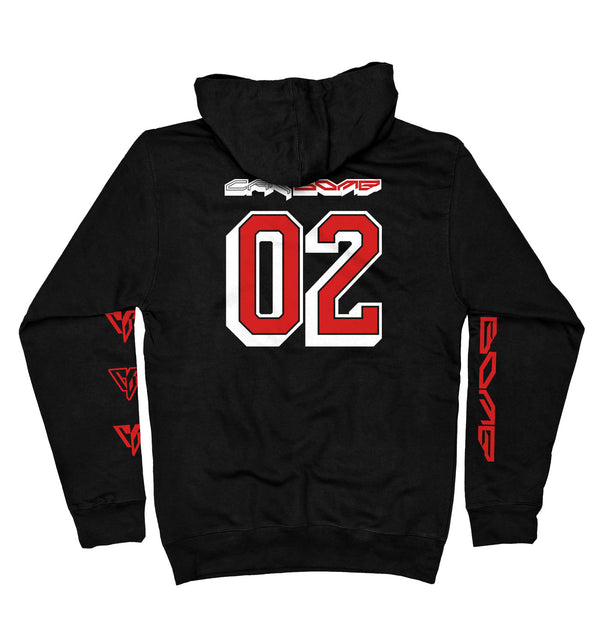 Car Bomb 'Liberty' pullover hockey hoodie in black back view