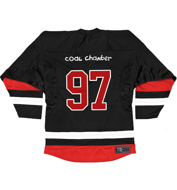 COAL CHAMBER 'ICE CREAM TRUCK' hockey jersey in black, white, and red back view