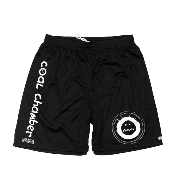 COAL CHAMBER 'LOCO' mesh hockey shorts in black front view