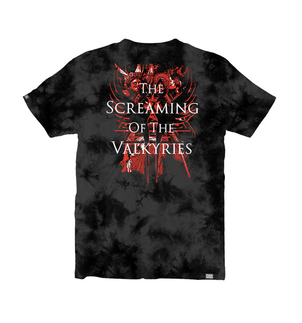 CRADLE OF FILTH 'VALKYRIES' short sleeve hockey t-shirt in black tie-dye back view
