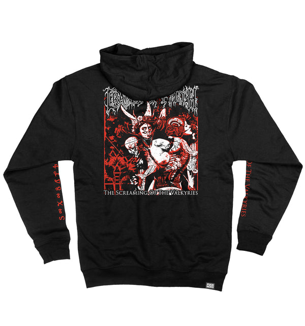 CRADLE OF FILTH 'VALKYRIES' full zip hockey hoodie in black back view