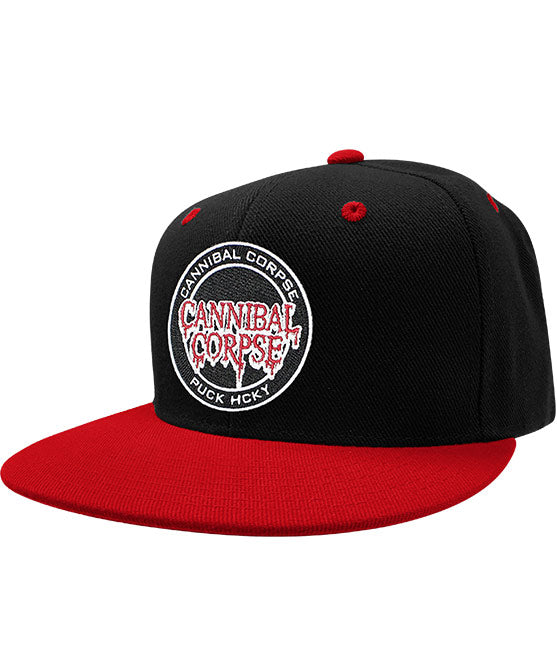 CANNIBAL CORPSE 'OFFICIAL PUCK' snapback hockey cap in black and red