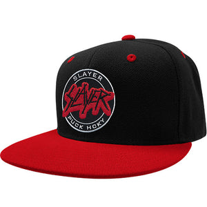 SLAYER 'PUCKIN SLAYER' snapback hockey cap in black with red brim
