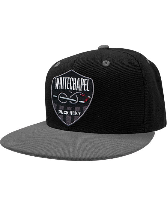 WHITECHAPEL 'PUCKIN VENOMOUS' snapback hockey cap in black with grey brim