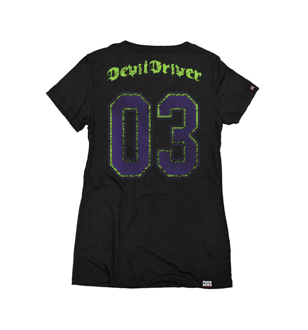 DEVILDRIVER 'CIRCLE' women's short sleeve hockey t-shirt in black back view