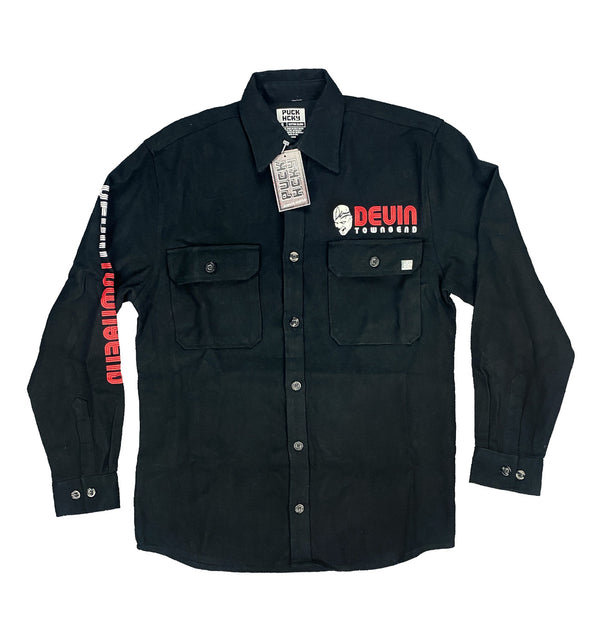 DEVIN TOWNSEND 'LET IT ROLL' limited edition, signed hockey flannel in solid black front view