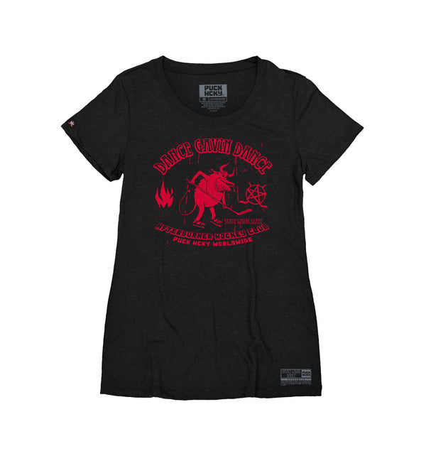 DANCE GAVIN DANCE ‘AFTERBURNER’ women's short sleeve hockey t-shirt in black front view