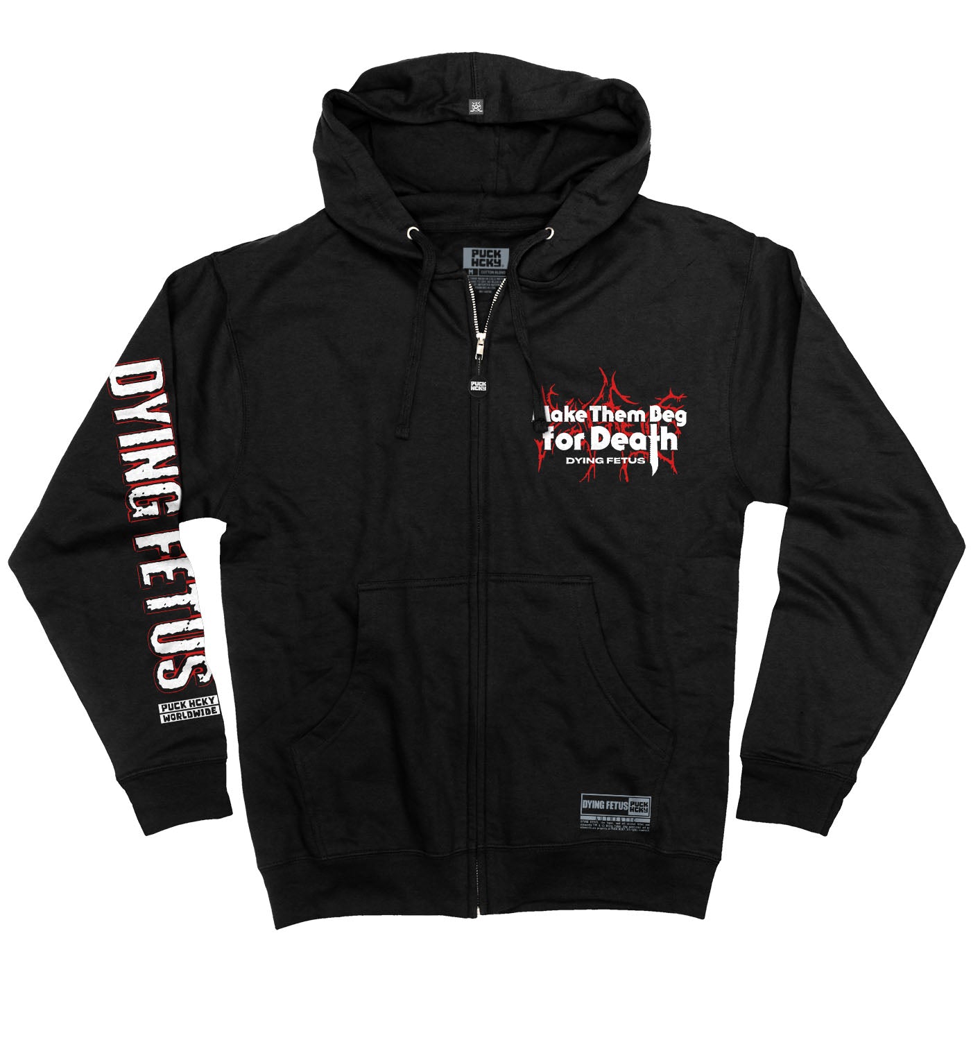 dying fetus gear Dying Fetus 'Make Them Beg' Zip Hockey Hoodie, Black / M