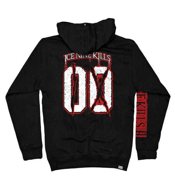 ICE NINE KILLS 'IX' pullover hockey hoodie in black back view