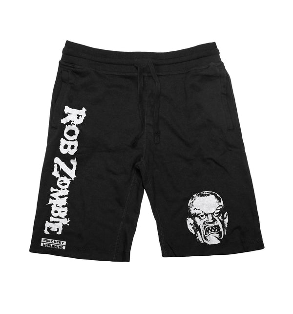 ROB ZOMBIE 'SKATERBEAST' fleece hockey shorts in black