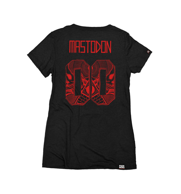 MASTODON 'BONETHROWER' women's short sleeve hockey t-shirt in black back view