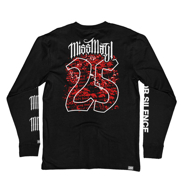 Miss May I 'Silence' long sleeve hockey t-shirt in black back view
