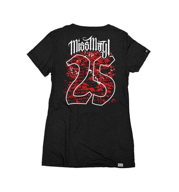 Miss May I 'Silence' women's short sleeve hockey t-shirt in black back view