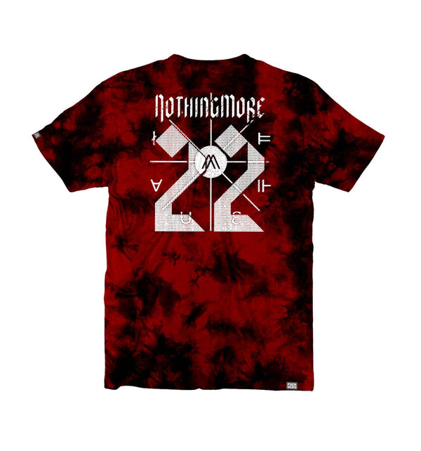 NOTHING MORE 'SPIRITS' short sleeve hockey t-shirt in red and black tie-dye back view