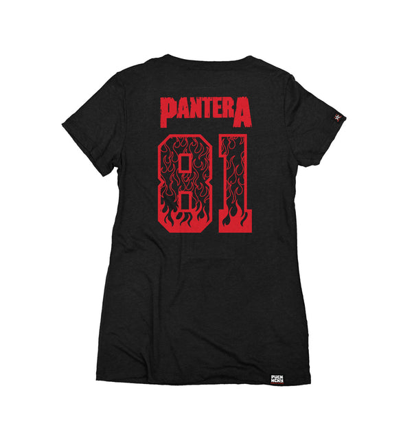 PANTERA 'HELLBOUND' women's short sleeve hockey t-shirt in black back view