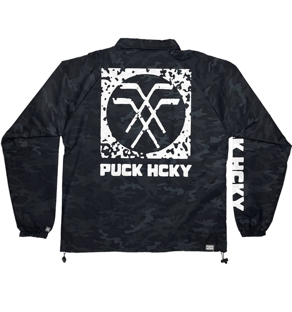 PUCK HCKY 'NU STIX' hockey coaches jacket back view