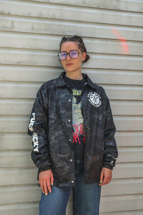 PUCK HCKY 'NU STIX' hockey coaches jacket front view on model