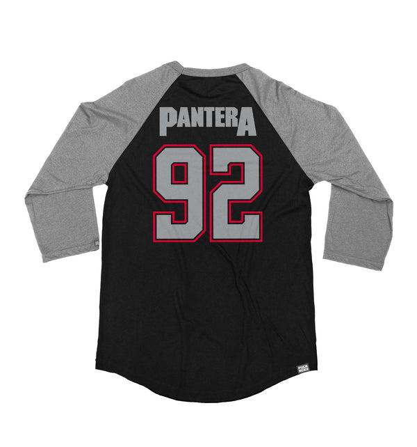 PANTERA 'A VULGAR DISPLAY' hockey raglan in black with deep heather sleeves back view