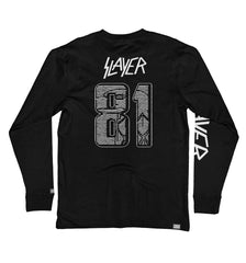 SLAYER 'FIGHT TO THE DEATH' long sleeve hockey t-shirt in black back view