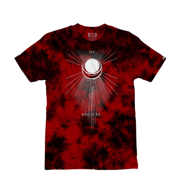 TOTEM 'Amun Ra' short sleeve t-shirt in red and black tie-dye front view