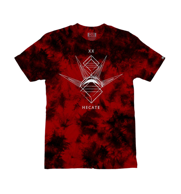 TOTEM 'Hecate' short sleeve t-shirt in red and black tie-dye