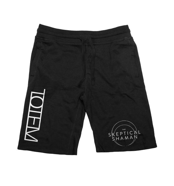 TOTEM 'Skeptical Shaman' fleece shorts in black