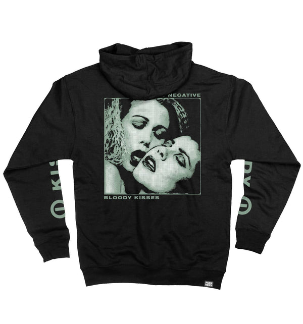 TYPE O NEGATIVE 'BLOODY KISSES' full zip hockey hoodie in black back view
