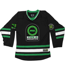 TYPE O NEGATIVE 'THORN' deluxe hockey jersey in black, kelly green, and white front view