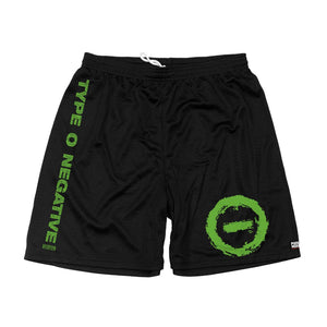 TYPE O NEGATIVE 'THORN' mesh hockey shorts in black front view