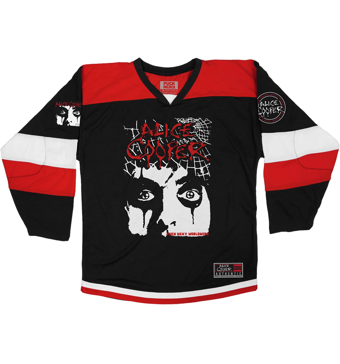 Alice Cooper 'The Spiders' Hockey Jersey, Black/Red/White / L
