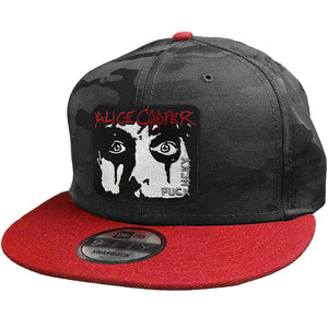 ALICE COOPER 'THE SPIDERS' snapback hockey cap in black camo with red brim
