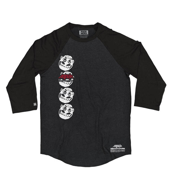 ANTHRAX 'NOT' hockey raglan in black heather with black sleeves