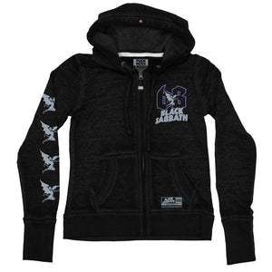 BLACK SABBATH ‘CHILDREN OF THE RINK’ women's full zip hockey hoodie in acid black front view