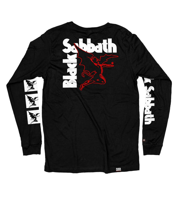BLACK SABBATH 'IRON MAN' long sleeve hockey t-shirt in black back view
