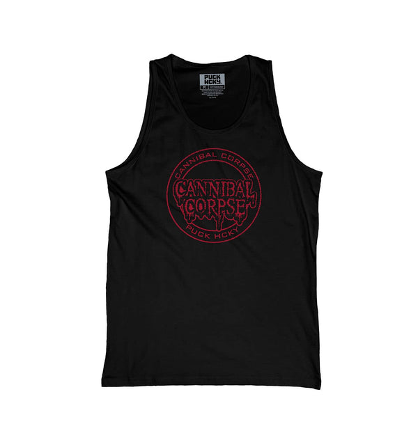 CANNIBAL CORPSE 'OFFICIAL PUCK' hockey tank top in black front view