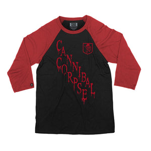 CANNIBAL CORPSE 'ON THE DIAG' hockey raglan in black with red sleeves