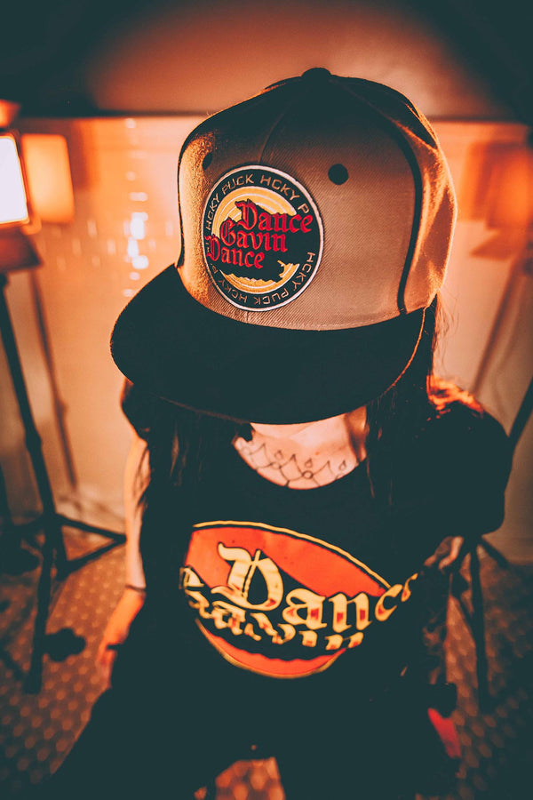 DANCE GAVIN DANCE 'EMBER' snapback hockey cap in grey with black accents on model