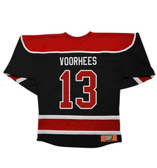 FIRST JASON 'SLASHERS' hockey jersey in black, red, and white back view