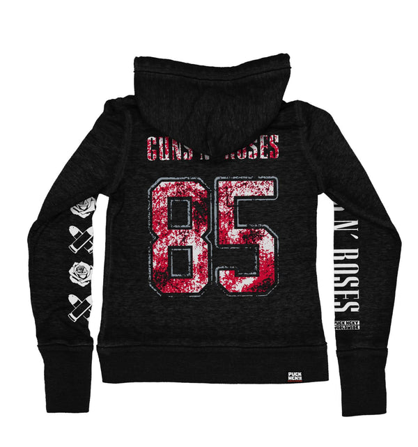 GUNS N' ROSES ‘THE KINGS’ women's full zip hockey hoodie in acid black back view