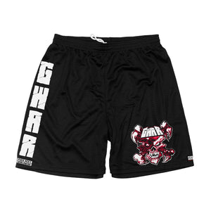 GWAR ‘CROSSBONES CROSSCHECK’ mesh hockey shorts in black