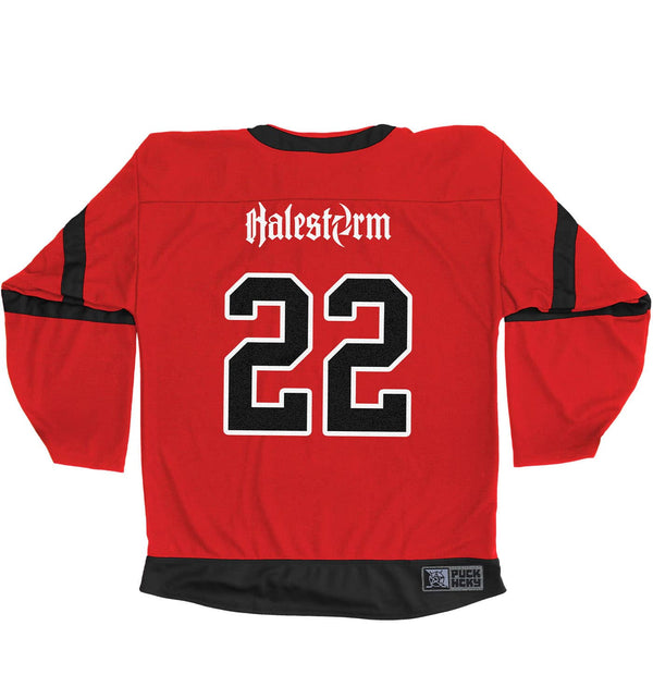 HALESTORM ‘BACK FROM THE DEAD’ hockey jersey in red and black back view
