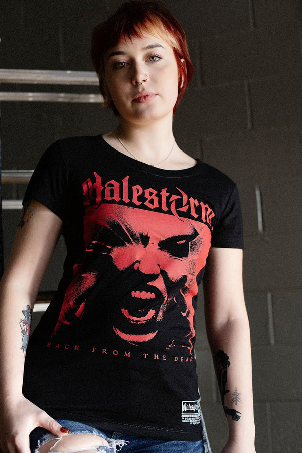 HALESTORM 'BACK FROM THE DEAD' women's short sleeve hockey t-shirt in black on model