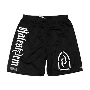 HALESTORM ‘BOMBSHELL’ mesh hockey shorts in black front view