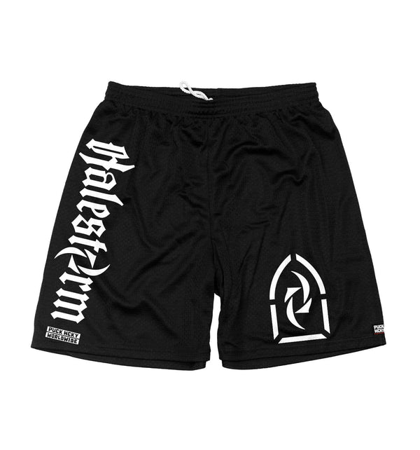HALESTORM ‘BOMBSHELL’ mesh hockey shorts in black front view