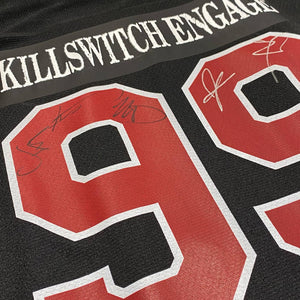 KILLSWITCH ENGAGE 'UNLEASHED' limited edition autographed deluxe hockey jersey in black and red back view