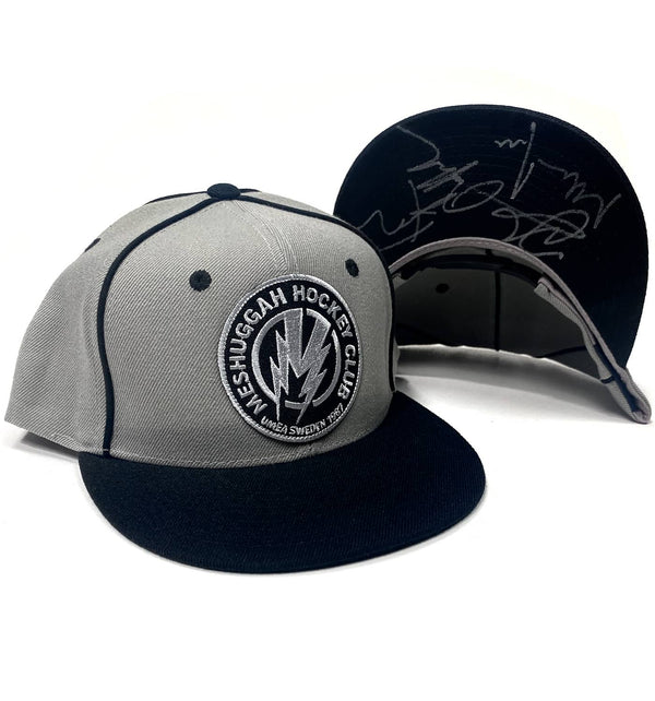 MESHUGGAH 'BOLT' limited edition autographed snapback hockey cap in grey with black accents