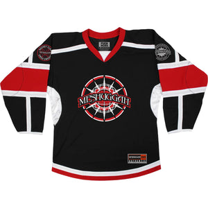 MESHUGGAH 'CHAOSPHERE 2.0' hockey jersey in black, white, and red front view